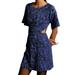 Anthropologie Dresses | Anthropologie Blue Black Jacquard Bell Sleeve Side Cut Out Mini Dress 10 Nwt | Color: Black/Blue | Size: 10