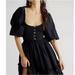 Free People Dresses | Free People Endless Summer Picnic Dress Textured Smocked Black Mini Dress Size M | Color: Black | Size: M