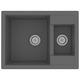 Tidyard Kitchen Sink with Overflow Hole Double Basins Grey Granite Inset Square Kitchen Sinks