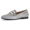 Loafer GABOR, Damen, Gr. 40, grau, Ziegenveloursleder, modisch, Schuhe, Slipper, Festtagsschuh, Schlupfschuh mit edlem Schmuckelement