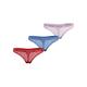 Slip TOMMY HILFIGER UNDERWEAR "3 PACK THONG LACE (EXT SIZES)" Gr. XXXL (48), bunt (fierce red, blue spell, pearly pink) Damen Unterhosen Klassische Slips