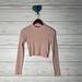 Brandy Melville Tops | Brandy Melville Blush Pink Ribbed Knit Crop Mock Neck Long Sleeve Sweater Osfm | Color: Pink | Size: One Size
