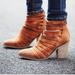 Free People Shoes | Free People Brown Hybrid Block Heel Ankle Strappy Leather Boots 38 Eu Or 7.5 Us | Color: Brown/Tan | Size: 7.5