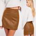 Free People Skirts | Free People Brown Faux Suede Leather Mini Skirt 6 | Color: Brown | Size: 6