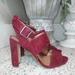 Madewell Shoes | Madewell Octavia Dark Red Suede Strappy Block Heeled Ankle Strap Sandals | Color: Red | Size: 9
