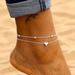 Urban Outfitters Jewelry | 3/$30 Double Heart Anklet | Color: Silver | Size: Os