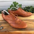 J. Crew Shoes | J. Crew Leather Wing-Tip Oxfords Warm Cognac Brown Womens Sz 9.5 B0390 Dress | Color: Brown/Tan | Size: 9.5