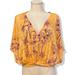 Free People Tops | Free People Women’s Coral Floral One Dance Short V Neck Top In Size Cd | Color: Orange/Purple | Size: Xs