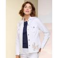 Draper's & Damon's Women's Soft Stretch Denim Embellished Jacket - White - PXL