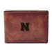 Men's Fossil Brown Nebraska Huskers Derrick Front Pocket Leather Bi-Fold Wallet