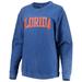 Women's Pressbox Royal Florida Gators Comfy Cord Vintage Wash Basic Arch Pullover Sweatshirt