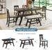 6-Piece Wood Counter Height Dining Table Set with Storage Shelf, Kitchen Table Set with Bench and 4 Chairs,Rustic Style