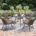 Moasis 5-Piece Bistro Set Patio Wicker Conversation Chairs with Coffee Table