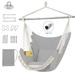 Hammock Swing Chair, Hanging Chair with Pocket, Detachable Steel Support Bar, 500lbs Capacity, Cotton Weave Hammock Chair
