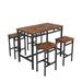 5-Piece Farmhouse Counter Height Dining 4 Stools Industrial Style Home Kitchen Breakfast Bar Set For Small Places