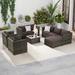 Outdoor 6-piece Wicker Sectional Sofa Set with Cushions