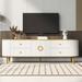 Modern TV Stand for TVs up to 80 Inches, Entertainment Center with 4 Drawers and 1 Cabinet, Wood TV Console Table