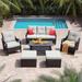 6 Pcs Outdoor Patio Wicker Furniture Sectional Set With Reclining Backrest