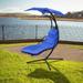 Outdoor Swing Chaise Lounge with Removable Canopy and Cushion