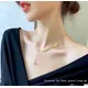 AU 750 jewelry 18k gold necklace for women rose gold chain yellow gold necklaces with pearl 45cm
