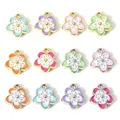 Breloques fleur de Sakura pour femme collier en émail multicolore boucles d'oreilles bricolage