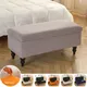 Solid Color Storage Stool Cover Elastic Velvet Bedside Ottoman Footrest Cover Rectangle Piano Seat