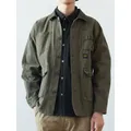 Vintage Army Green Cargo Denim Jacket Men Women Spring Autumn Clothing Harajuku Coat Korean Fashion