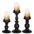 3Pcs Retro Candle Holders Iron Candle Stands 5.3/6.8/9.1 Inches Tall Pillar Candle Holder Set Black