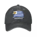 Uruguay Flag Uruguayans Unisex Adult Charcoal Washed Denim Baseball Cap Men Classic Vintage Cotton