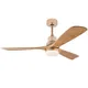 American Style 52 Inch Ceiling Fan with Light Real Wood Fan Blades 3-Color Dimmable Ideal for