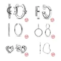 925 Sterling Silver Stars Moon Double Hoop Classics Heart Zircon Heart-shaped Earrings Birthday