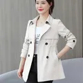 2024 New Short Coat Windbreaker Women's Spring Autumn Trench Coat Korean Short Ladies Solid Coat