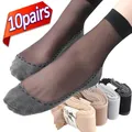 1/10pairs New Silk Velvet Ankle Short Sox Elastic Lace Socks Women Transparent Ultrathin Female Mesh
