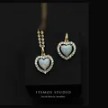 ITSMOS s925 Sterling Silver Plated 14K Gold Necklace Created-Opal Exquisite Gorgeous Heart Love