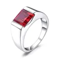 Alloy Imitation Blue Emerald Men's Ring Classical Red Crystal Stone Ring Male Accessories Party