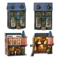 DIY Wooden Miniature Building Kits Doll Houses with Furniture Magic Shop Garden Restaurant Dollhouse