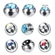 12Pcs 14/16G 3/4/5mm Side Hole Screw Crystal Replacement Ball Bead Nose Tragus Helix Piercing Balls