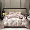 Natural Silk Bedding Set High-End Silky Satin Quilt Cover Single Double Queen Size Printing