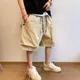 Men's Clothing Summer New Fashion High Street Baggy Solid Color Large Pocket Waterproof Cargo Shorts