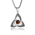 Irish Celtic Trinity Knot Power Stone Necklace for Women Witches Knot Amulet Pendant for Men Lucky