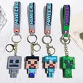 New Minecraft Keychain steve Action figure car Accessories Key Chain Zombie creeper game Dolls gift