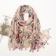 Fashion Cotton Viscose Hijab Soft Tassel Scarf Floral Printed Hijab For Women Muslim Shawls Autumn