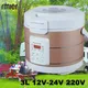 12V 24V 220V Mini Rice Cooker Car Truck Soup Steamer Heating Lunch Box Meal Heater Warmer 3L for