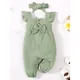 2PCS Romper with Headband Newborn Baby Girl Clothing Sleeveless Green Bodysuit Summer Infant Girl