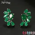 Boucles d'oreilles à tige de fleur de cristal vert romantique pour les femmes clous de mariage