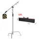 Stainless Steel Heavy Duty C Stand with Boom Arm Max Height 260cm Photography Light Stand with 107cm