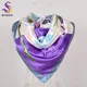 [BYSIFA] Frauen Grau Lila Platz Schals Wraps Neue Marke Floral Muster Silk Schal Schal Mode