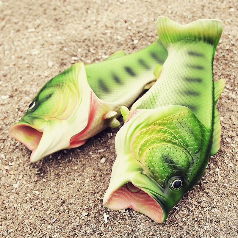 Lustige Fisch-Hausschuhe für Herren, Outdoor-Strandsandalen, große Größe 46, 47, Geschenk für Angelbegeisterte, Mann, Bass-Slipper, Unisex-Slides-Schuhe