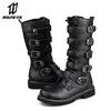 Motorrad Stiefel PU Leder Männer Motocross Stiefel Motorrad Schuhe Rock Mid-kalb Schnalle Motorrad Stiefel Punk Martin Stiefel Schwarz