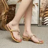 2024 Sommers andalen Damenschuhe Strass flache Damen Sandalen Gold Silber plus Größe 41 a2126